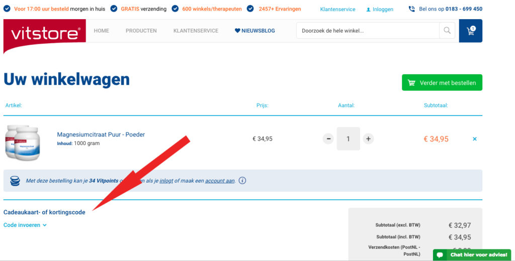 Vitstore kortingscode