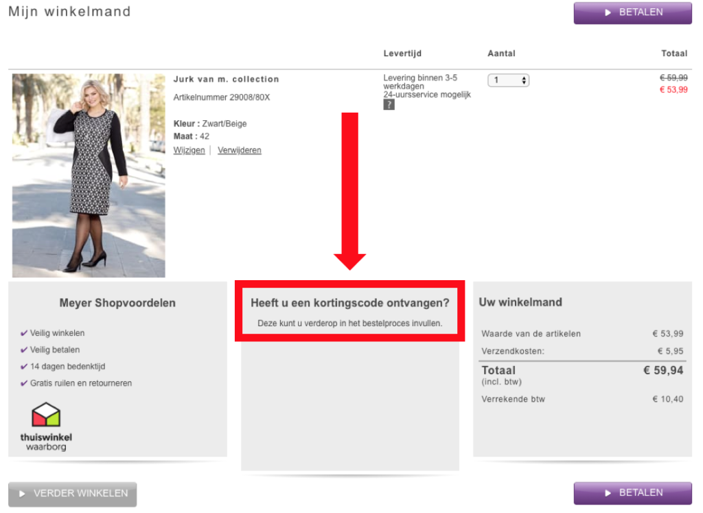 kortingscode gebruiken