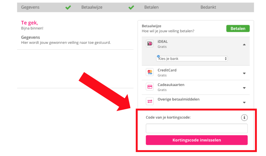 kortingscode gebruiken
