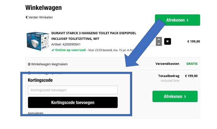 kortingscode gebruiken