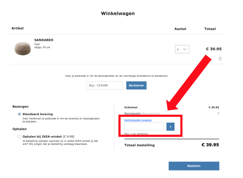 ikea kortingscode gebruiken
