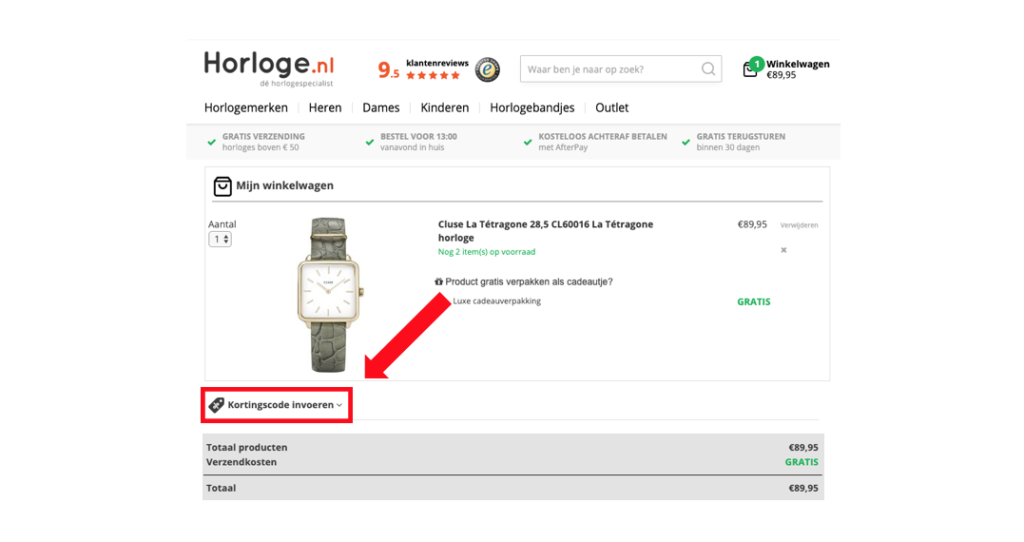 horloge.nl kortingscode gebruiken