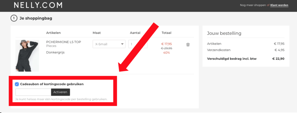 kortingscode gebruiken