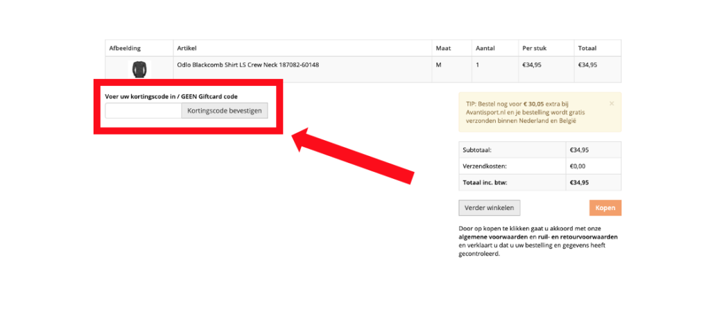 kortingscode gebruiken