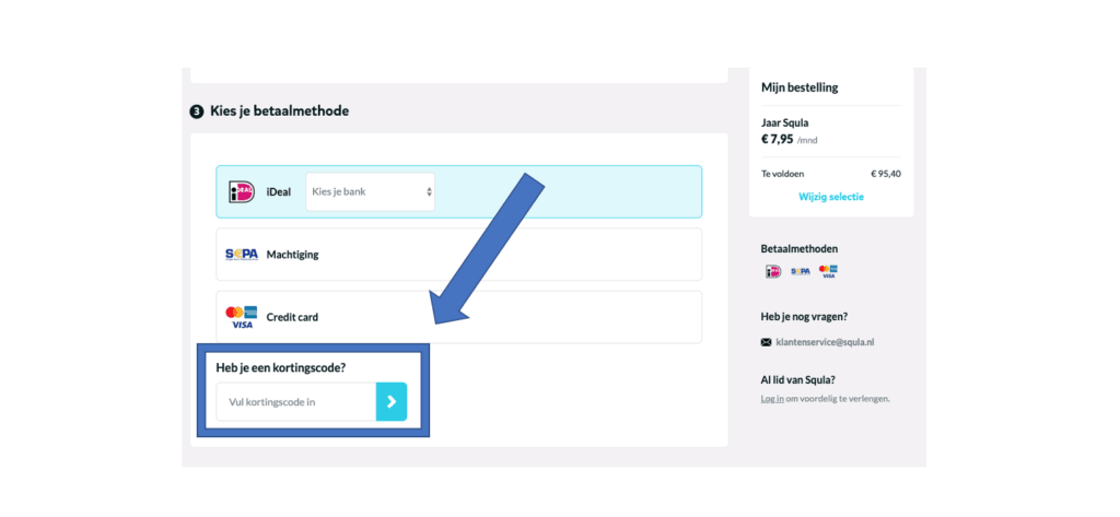 kortingscode gebruiken